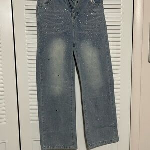 Womens Blue Jeans with Star Accents